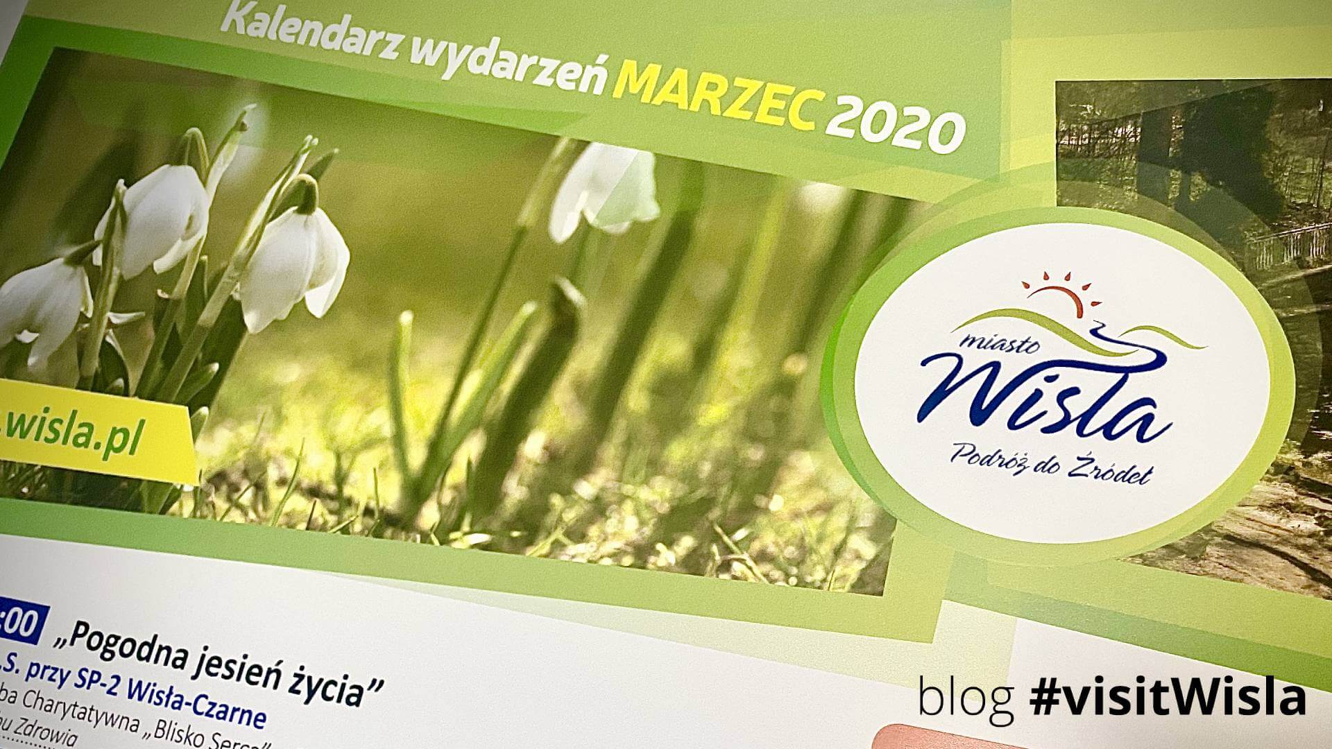 Plakat promujący wydarzenia w Wiśle - marzec 2020